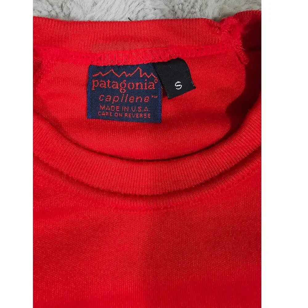 Patagonia Capilene Sweater, T Shirt, Long Sleeve, Base, Red, Layer, Mens Sz S